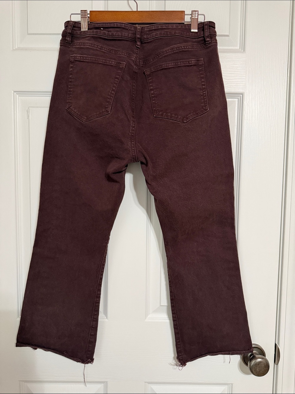 LOFT Burgundy Flare Jeans - Picture 2 of 4